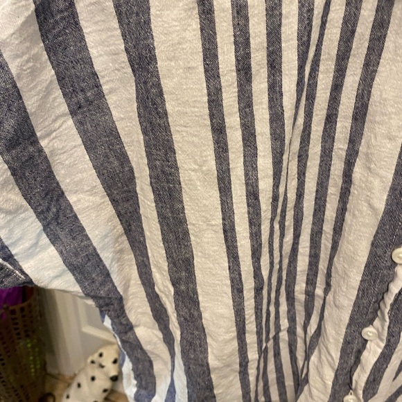 Beachlunchlounge Anthropologie Stripe Linen Button Down Top SS XL - Picture 4 of 7